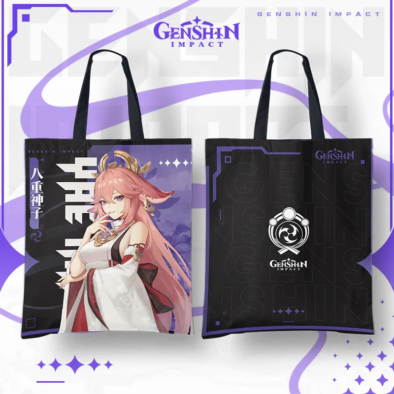 Game Genshin Impact Canvas Bag Xiao Cyno Keqing Shogun Tighnari Zhongli Cosplay Shopping Bag Accessories Large 1 - Genshin Impact Plush