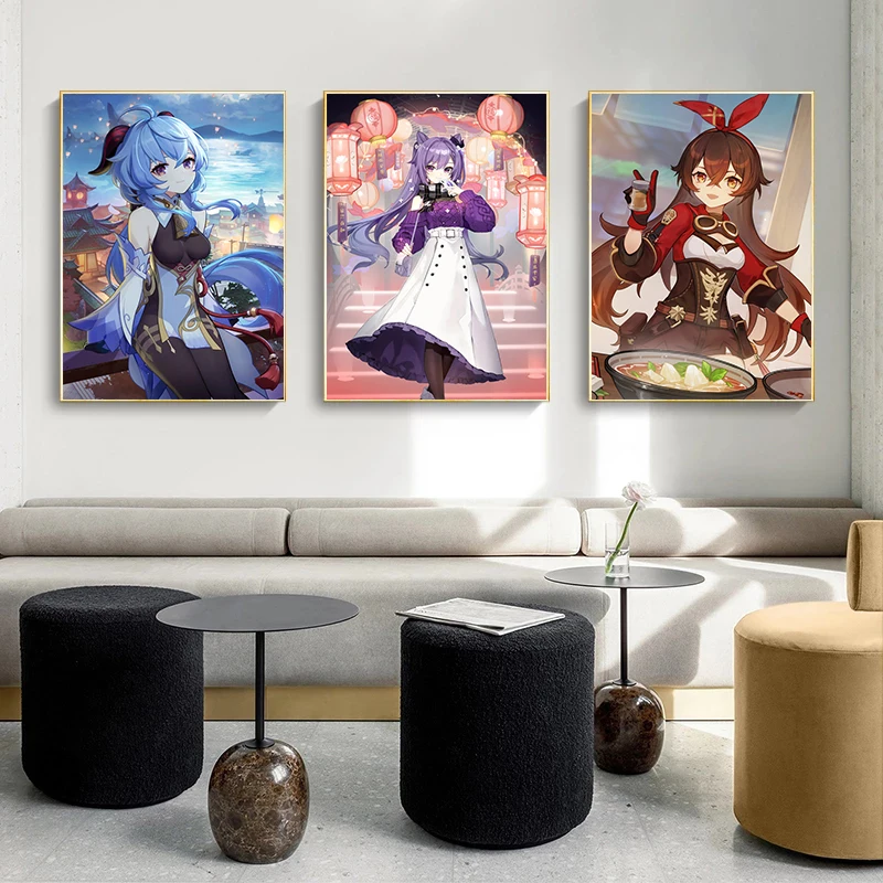Genshin Impact Game Poster Hd Printed Game Player Posters Decor Canvas Painting Wall Art Picture Living 1 - Genshin Impact Plush