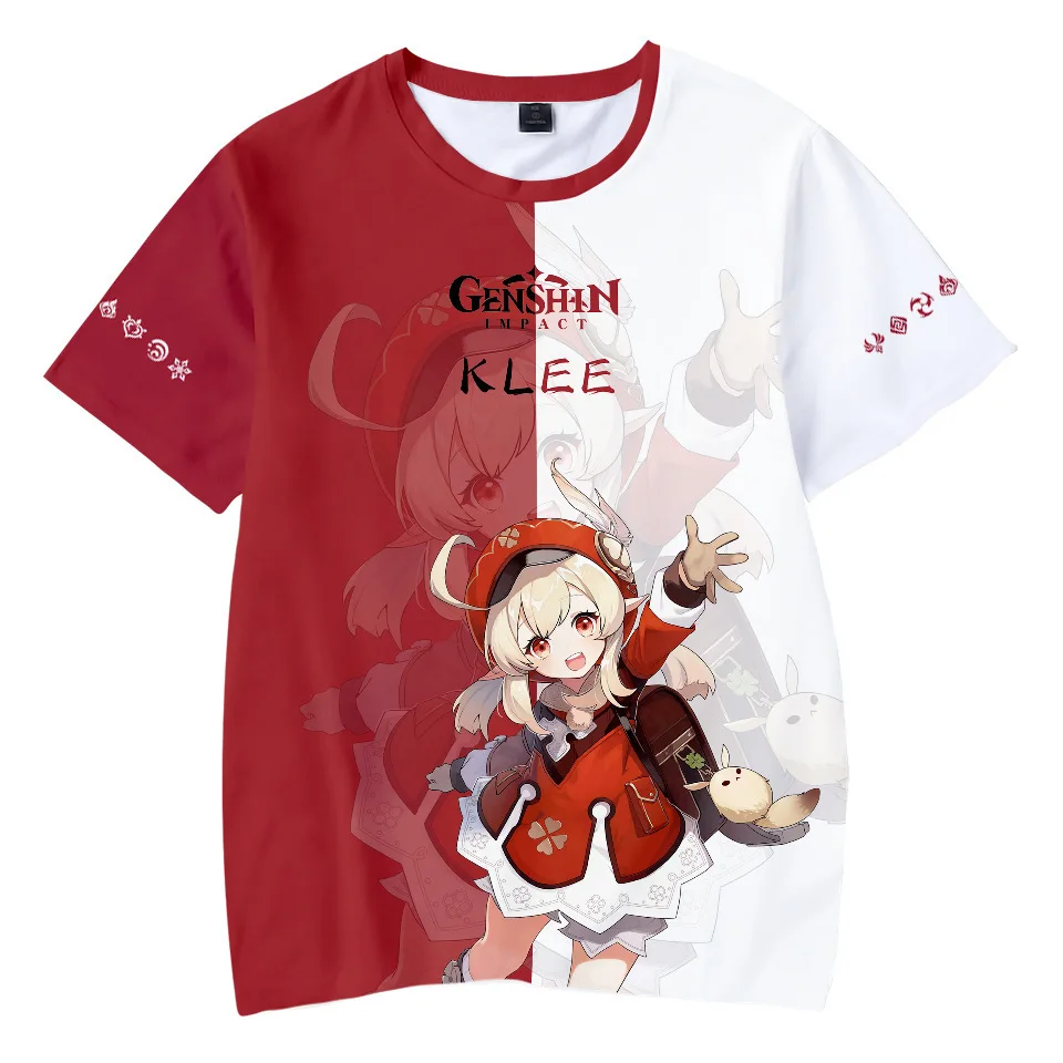 Genshin Impact T Shirts Anime Game Girls Hutao Klee 3D Print Streetwear Men Women Oversized T 1 - Genshin Impact Plush