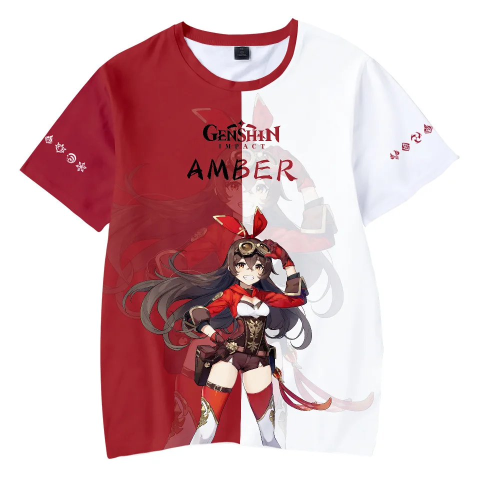 Genshin Impact T Shirts Anime Game Girls Hutao Klee 3D Print Streetwear Men Women Oversized T 4 - Genshin Impact Plush