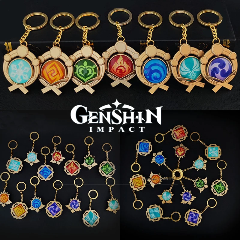 Genshin Impact Vision Lnazuma Keychain Luminous 7 Element Weapons Eye Of Original God Toy KeyRing Gift - Genshin Impact Plush