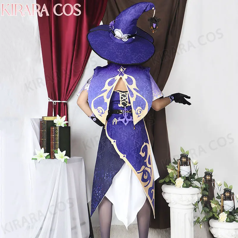 Genshin Lisa Cosplay Costume Wig Purple Dress with Hat Genshin Impact Lisa Cosplay Women Costumes 3 - Genshin Impact Plush