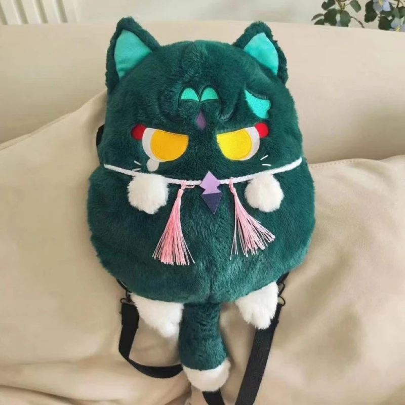 New Genshin Impact Plush Bag Scaramouche Cat Wanderer Cosplay Stuffed Toy Cute Shoulder Bag Dolls Backpacks - Genshin Impact Plush